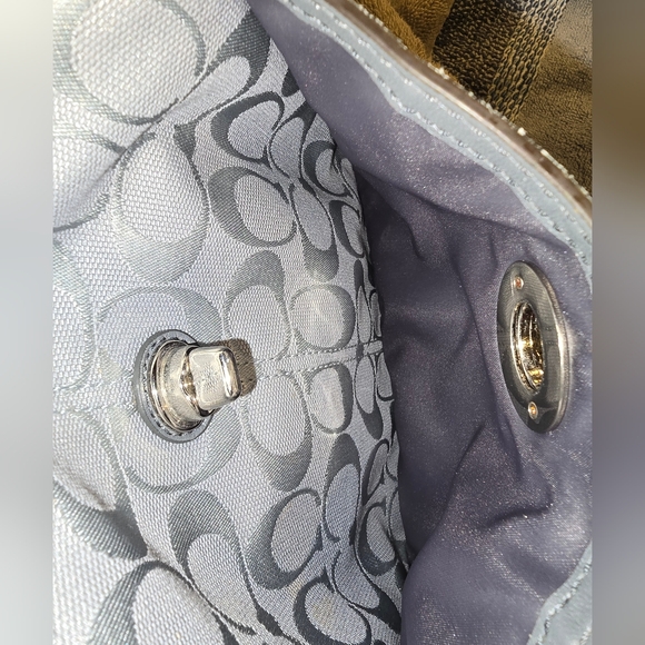 COACH F16536 Penelope Crossbody bag in Gray Signature Jacquard Snakeskin Trim - Picture 10 of 13